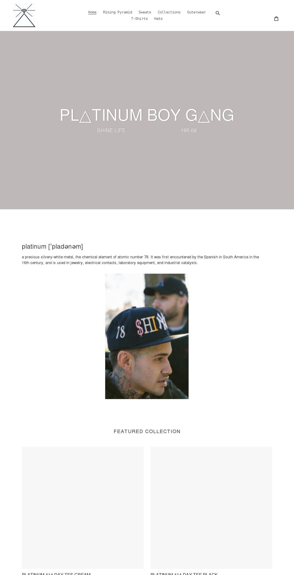 platinumboygang.com shopify website screenshot
