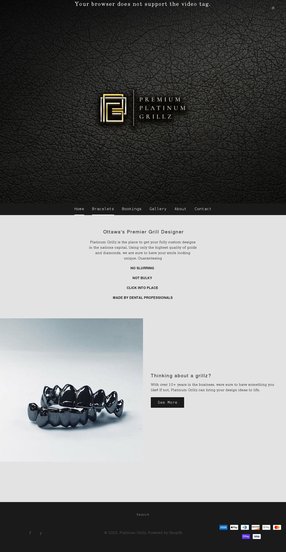 platinumgrillz.com shopify website screenshot