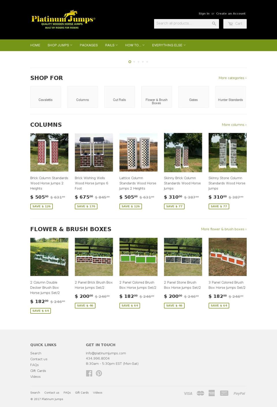 platinumhorsejumps.com shopify website screenshot