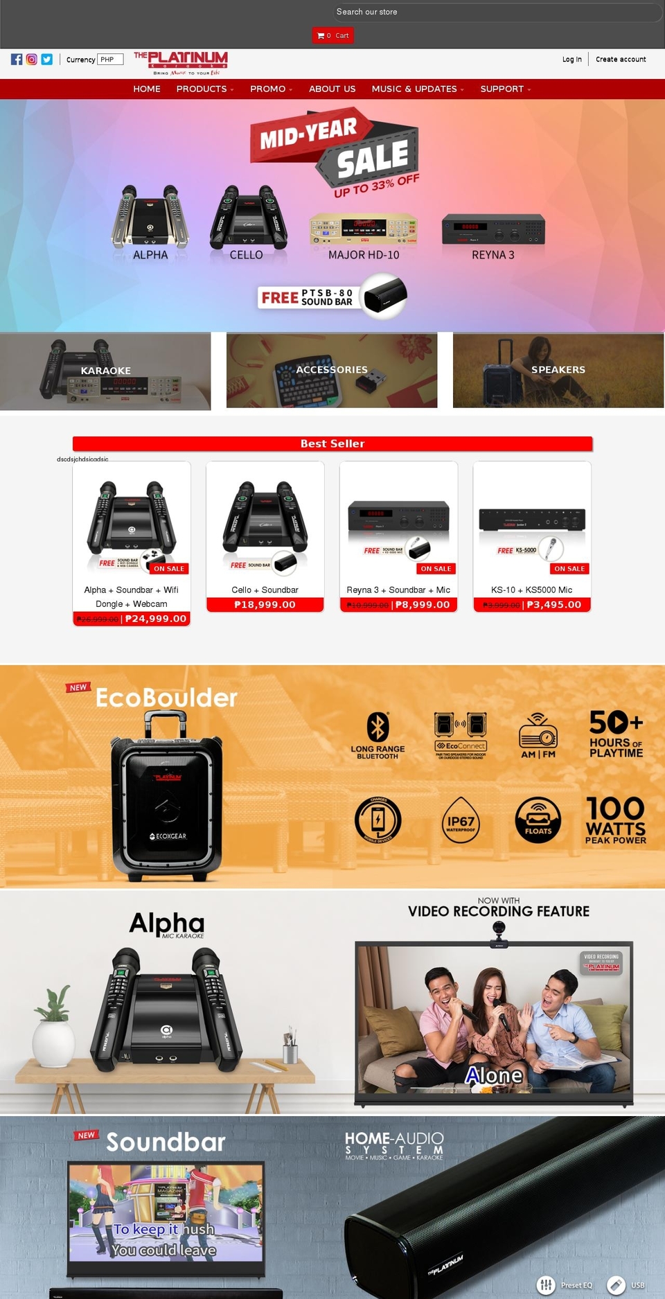 platinumkaraoke.com shopify website screenshot