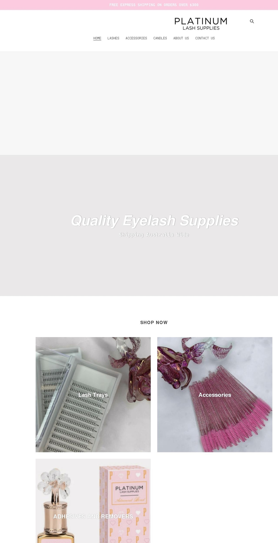 platinumlashsupplies.com shopify website screenshot