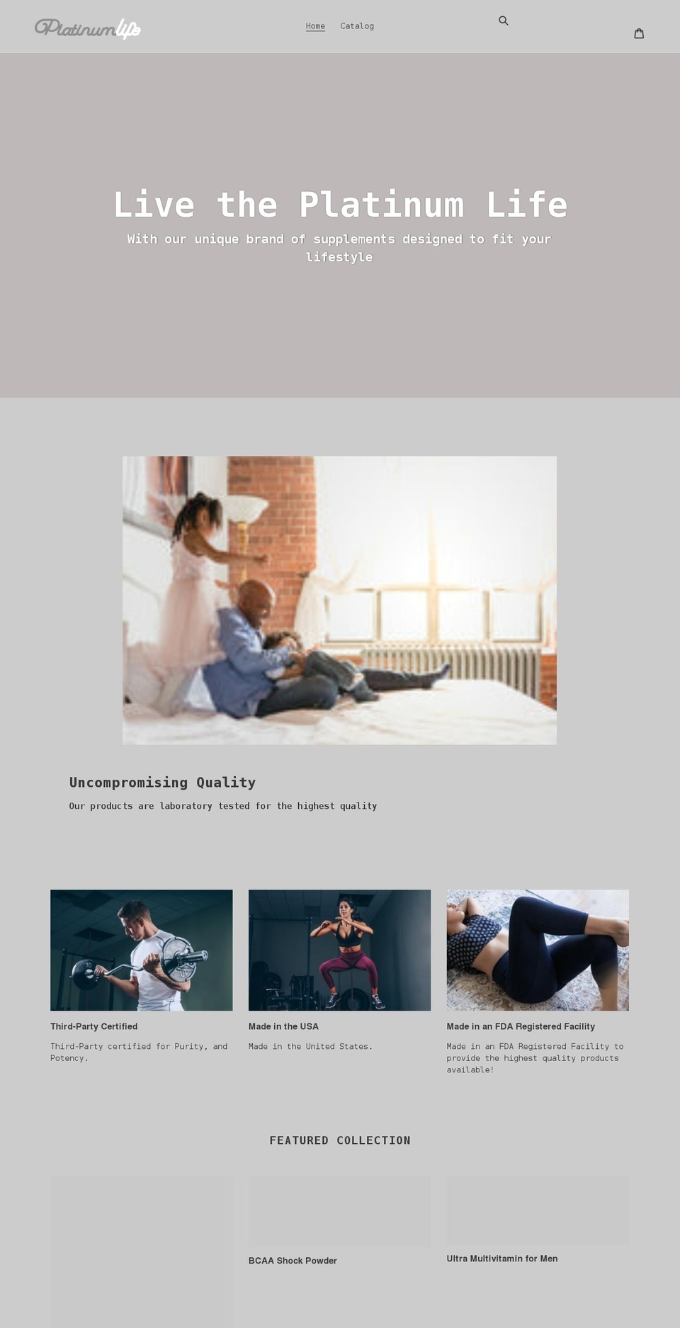 platinumlifesupplements.com shopify website screenshot