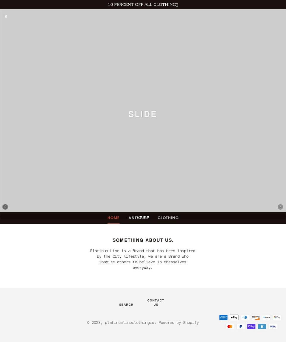 platinumlineclothingco.com shopify website screenshot
