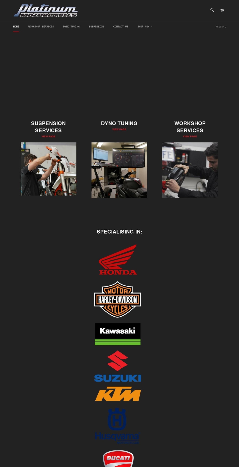 platinummotorcycles.com.au shopify website screenshot