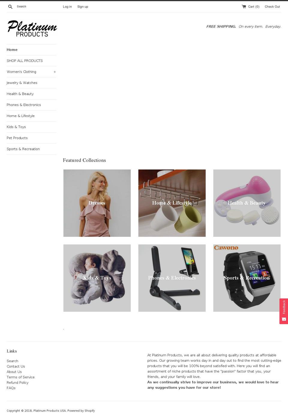 platinumproducts.us shopify website screenshot