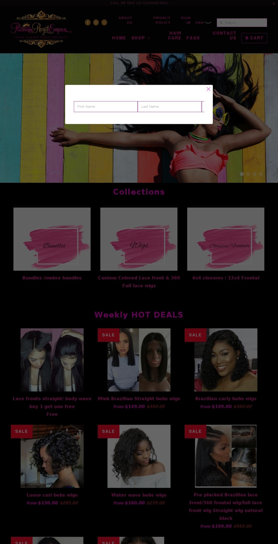 platinumroyalempress.com — Shopify storefront screenshot