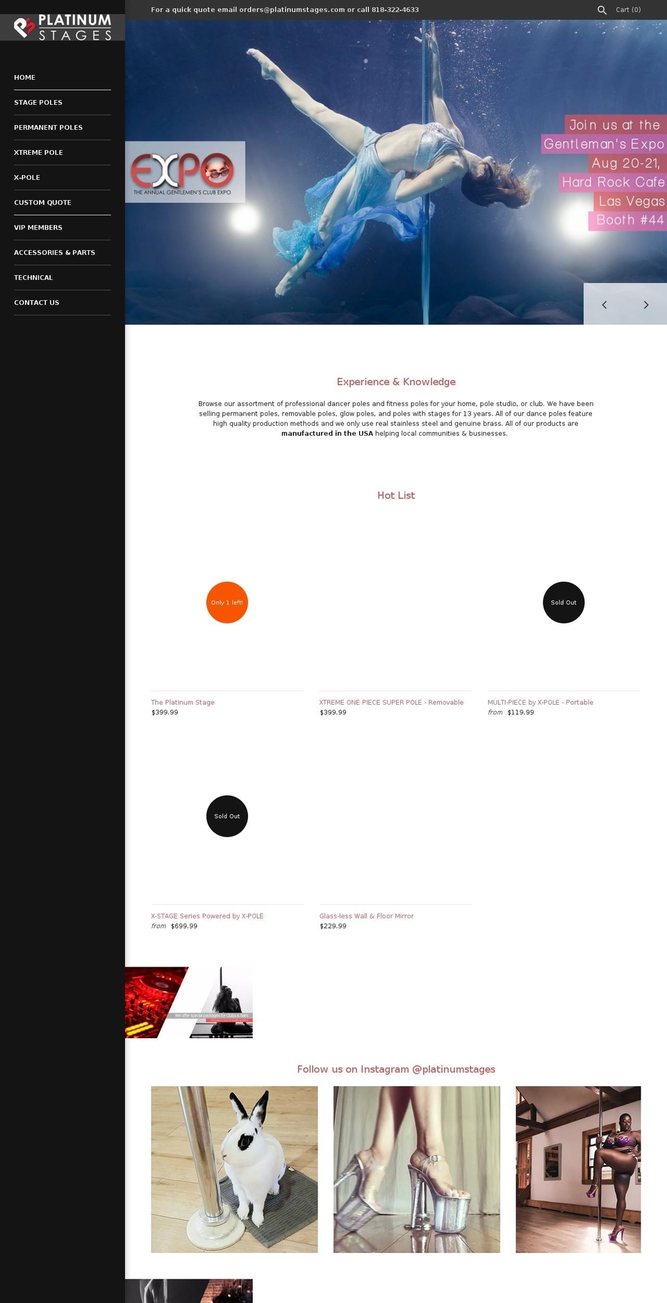 platinumstages.com shopify website screenshot