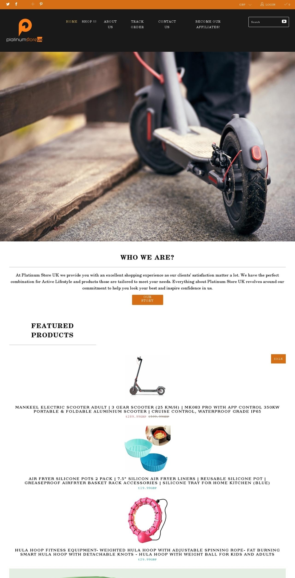 platinumstore.uk shopify website screenshot