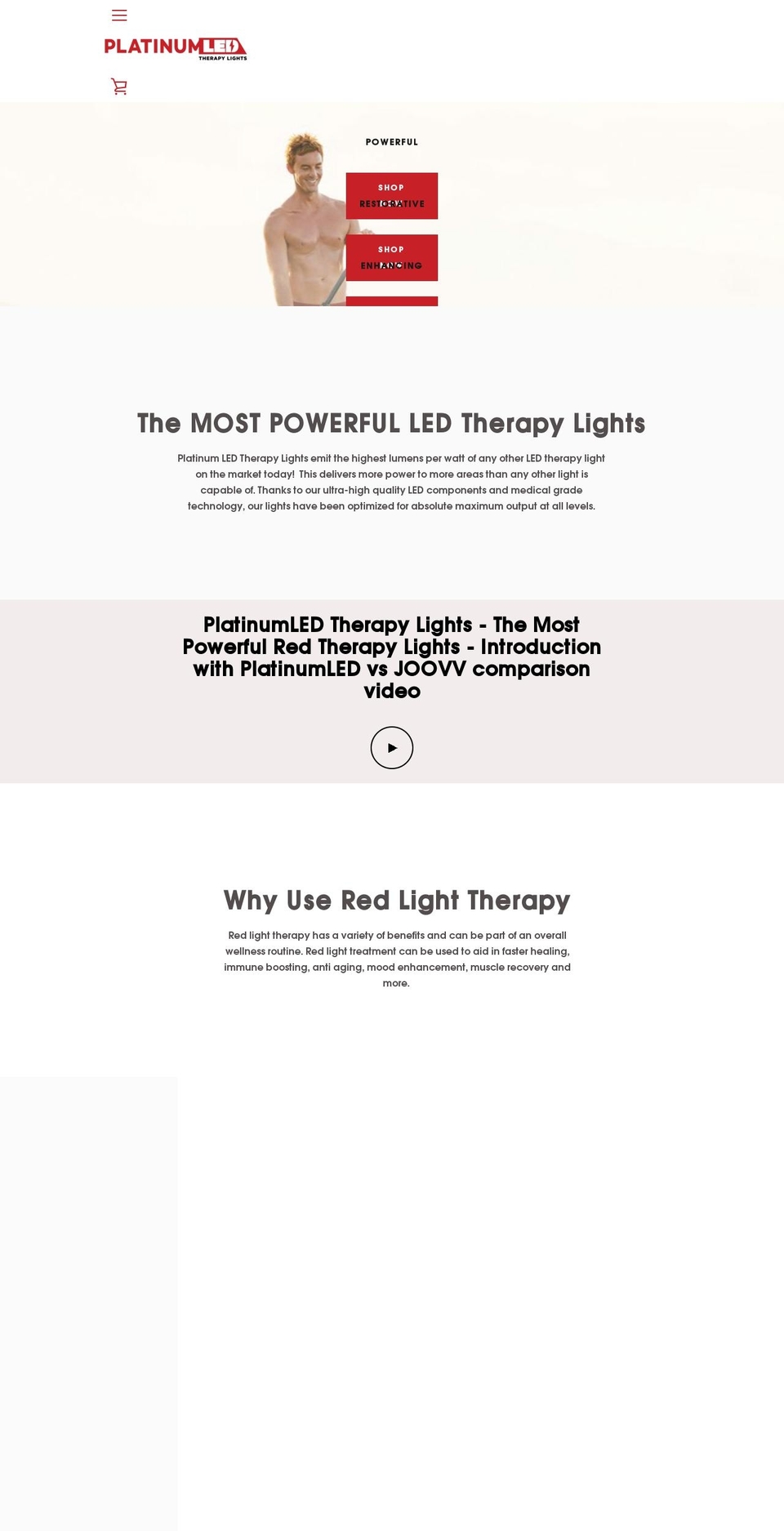 platinumtherapylights.com — Shopify storefront screenshot