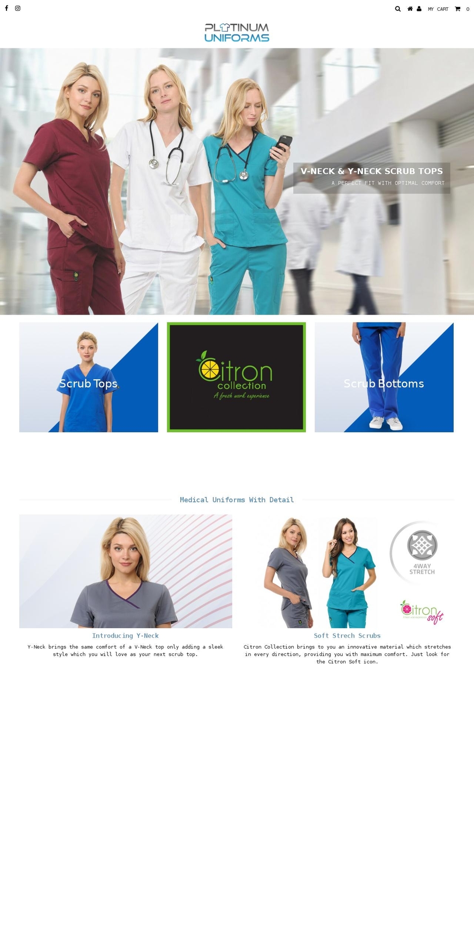 platinumuniforms.com shopify website screenshot