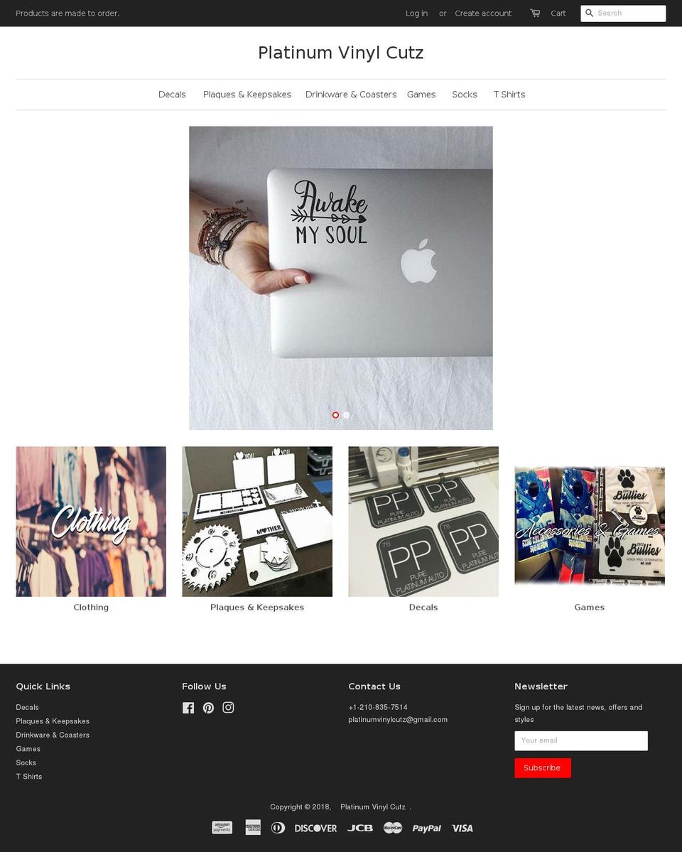 platinumvinylcutz.com shopify website screenshot