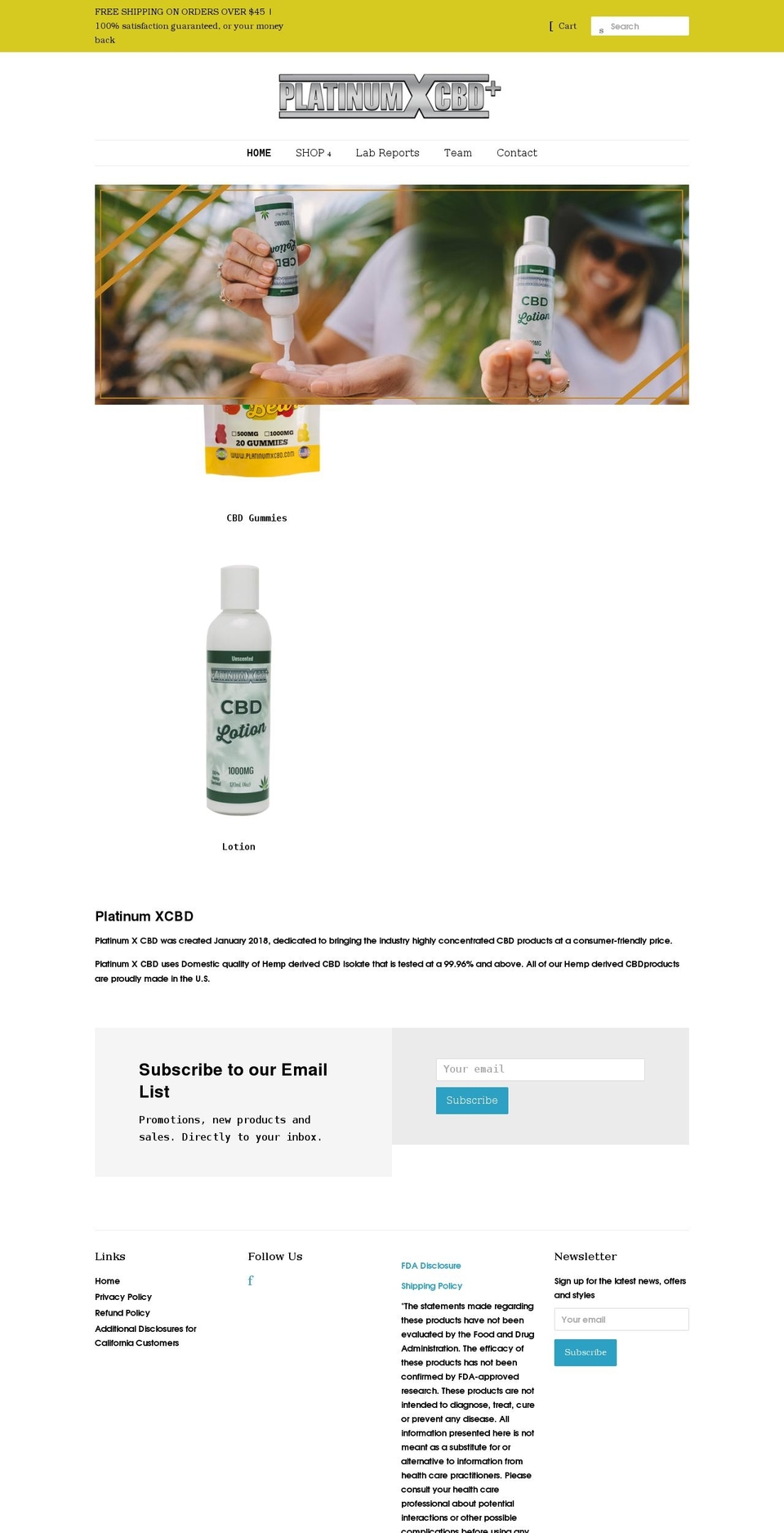 platinumxcbd.com — Shopify storefront screenshot