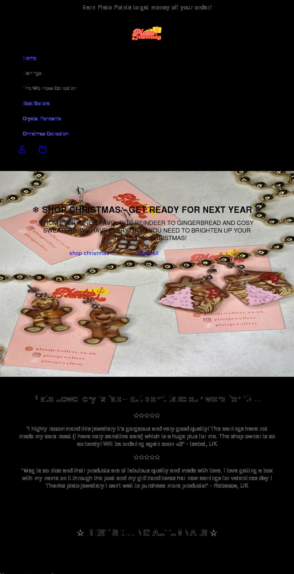 platojewellery.co.uk shopify website screenshot