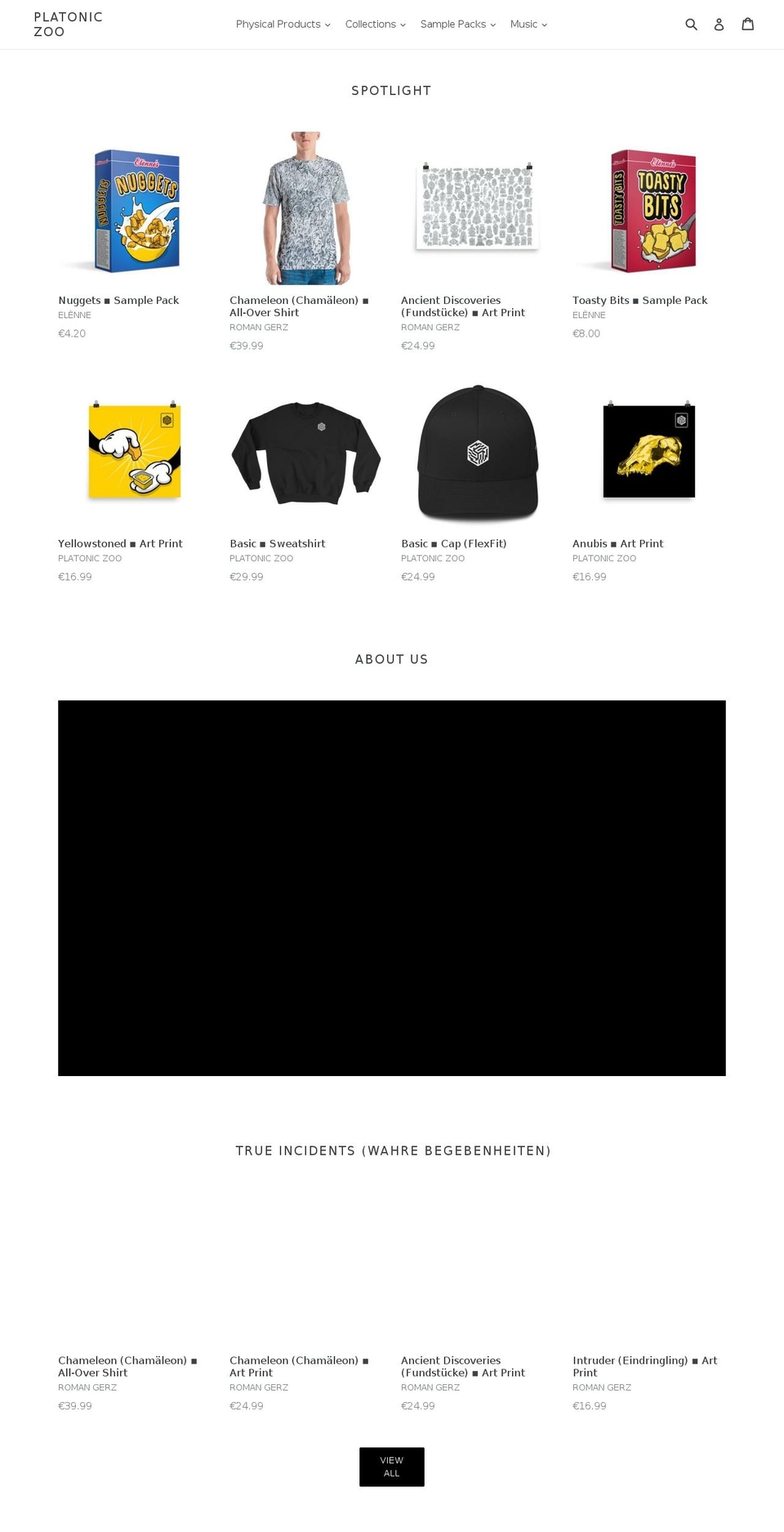 platoniczoo.com — Shopify storefront screenshot