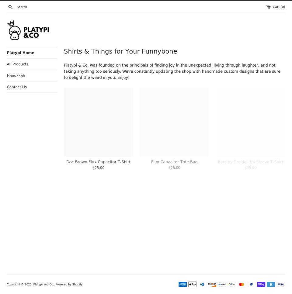 platypi.co shopify website screenshot
