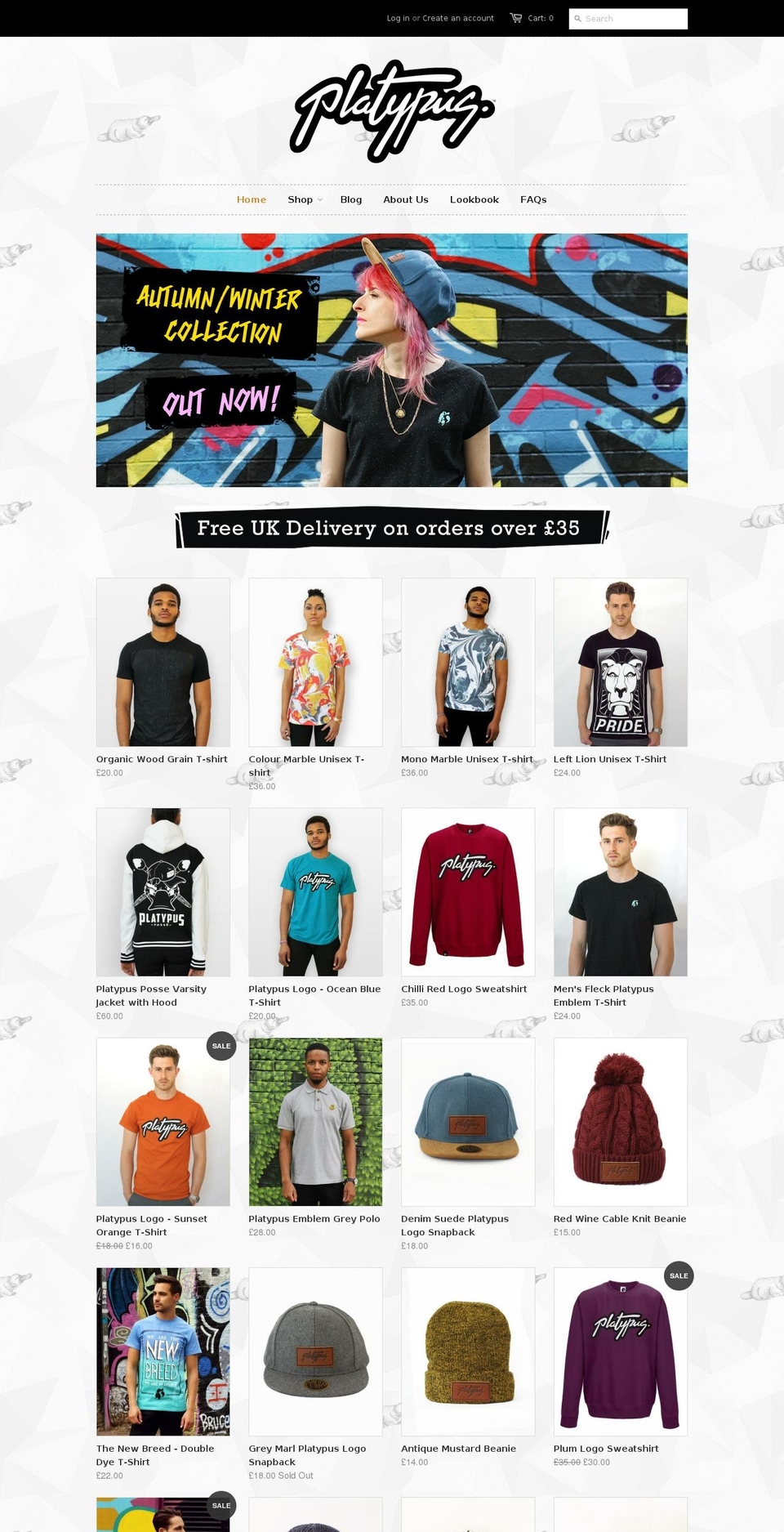 Envy Shopify theme site example platypus.clothing
