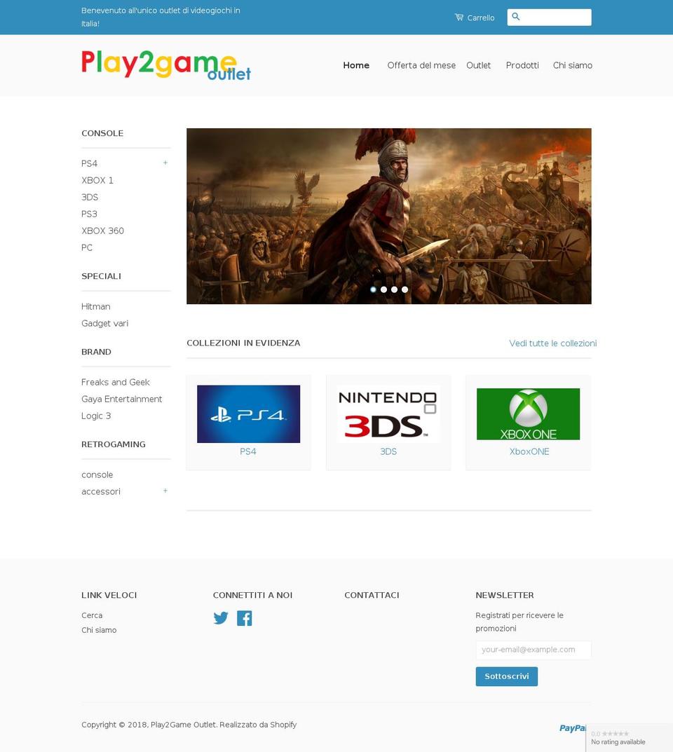 play2game.it shopify website screenshot