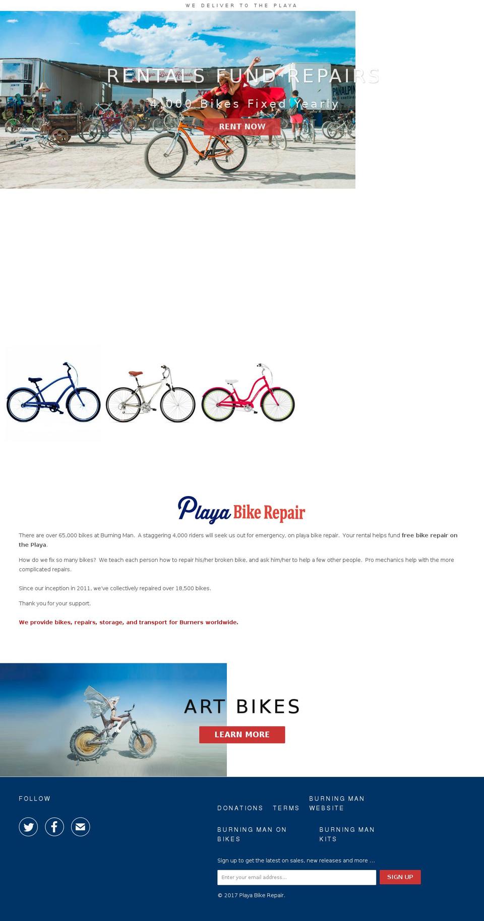 playabikerental.com shopify website screenshot