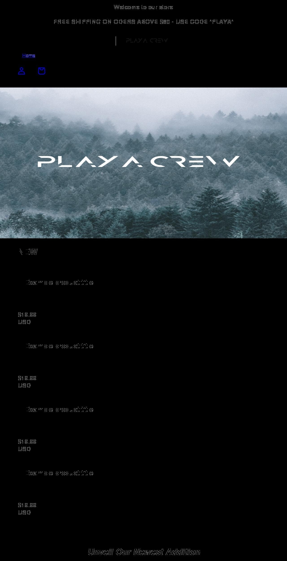 playacrew.com shopify website screenshot
