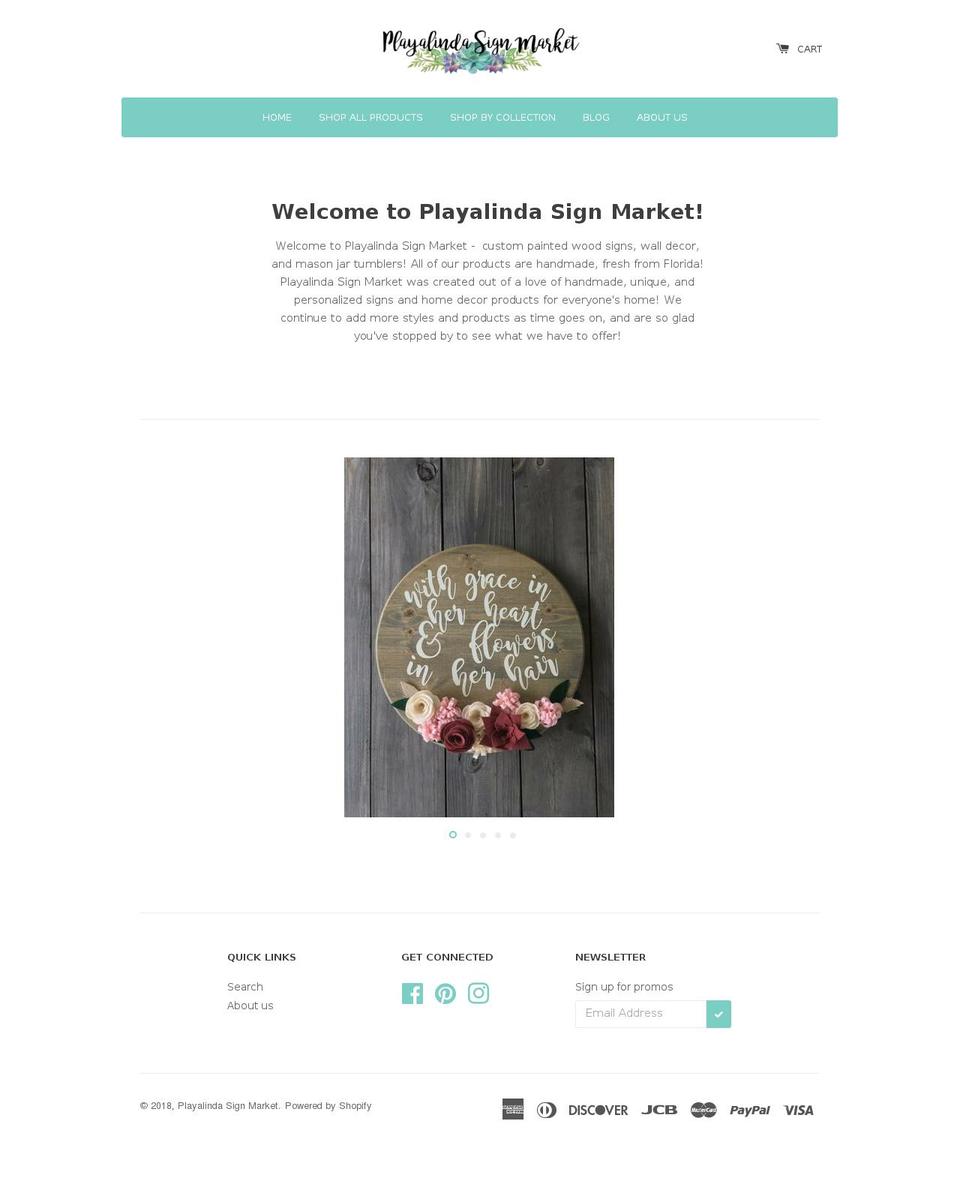 playalindasignmarket.com — Shopify storefront screenshot