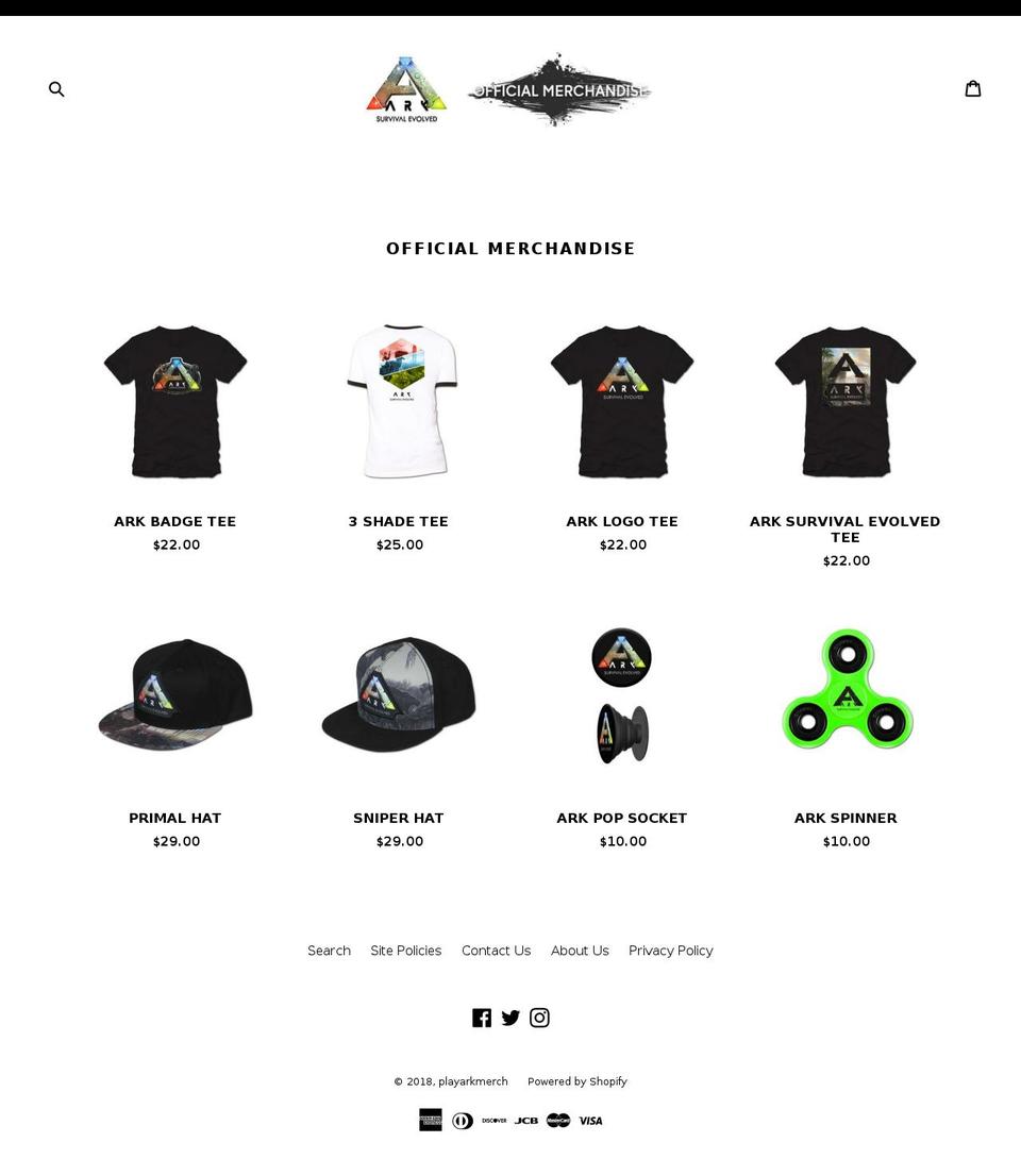 playarkmerch.com shopify website screenshot