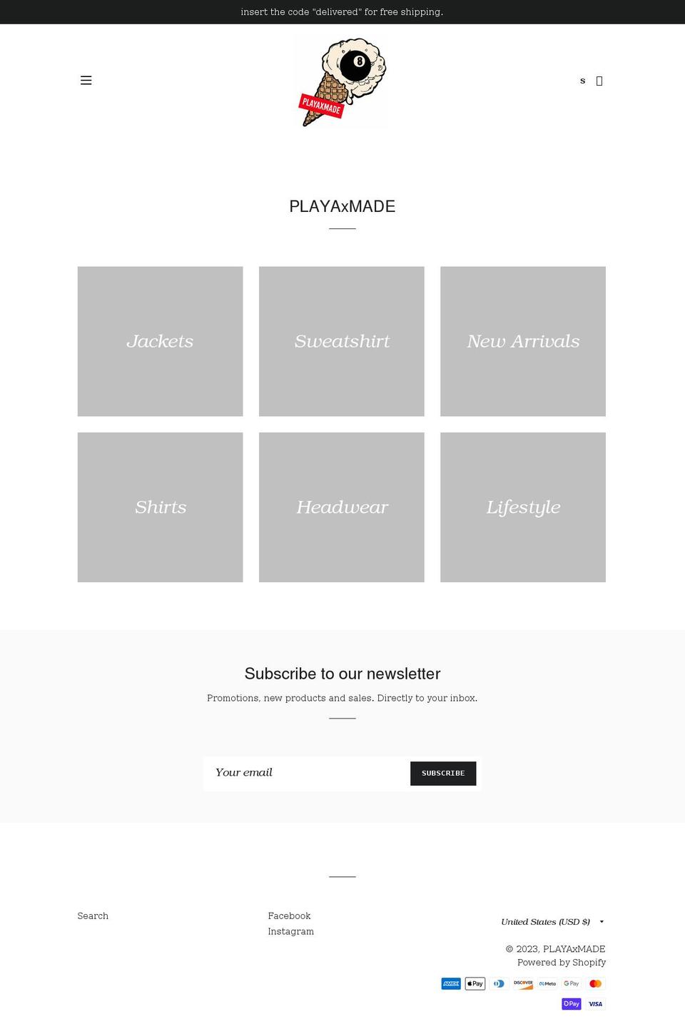 playaxmade.com shopify website screenshot