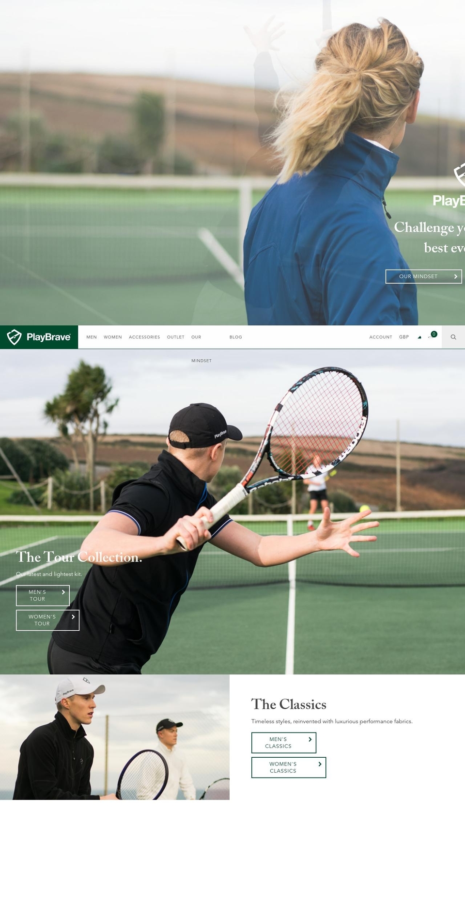 PlayBrave Shopify theme site example playbravetennis.com
