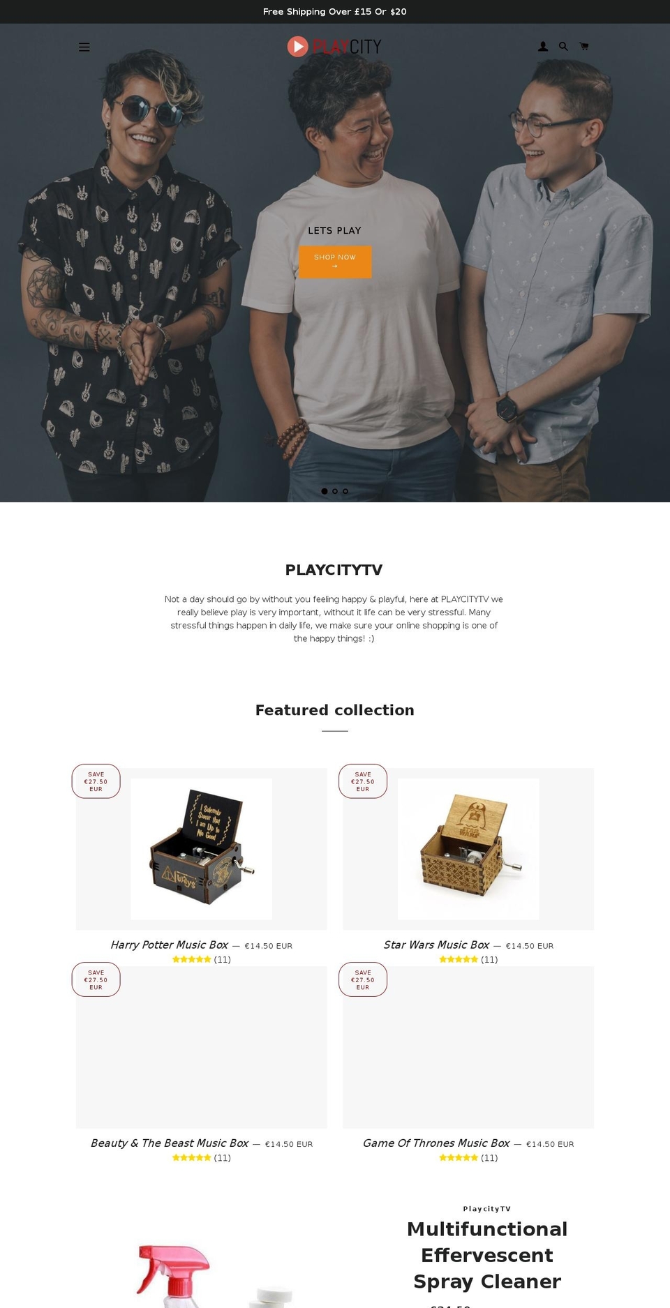 playcitytv.com — Shopify storefront screenshot