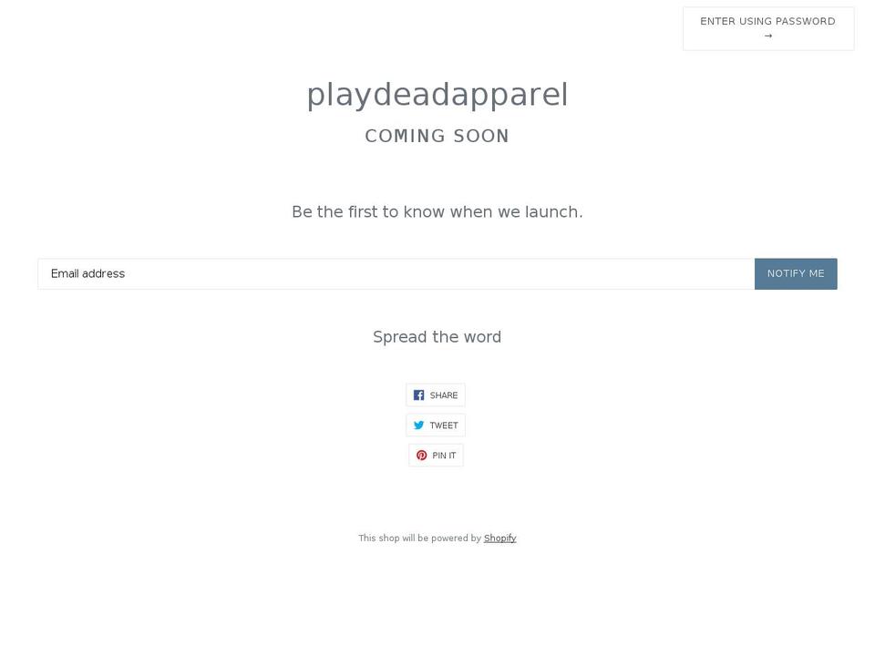 playdeadapparel.com — Shopify storefront screenshot