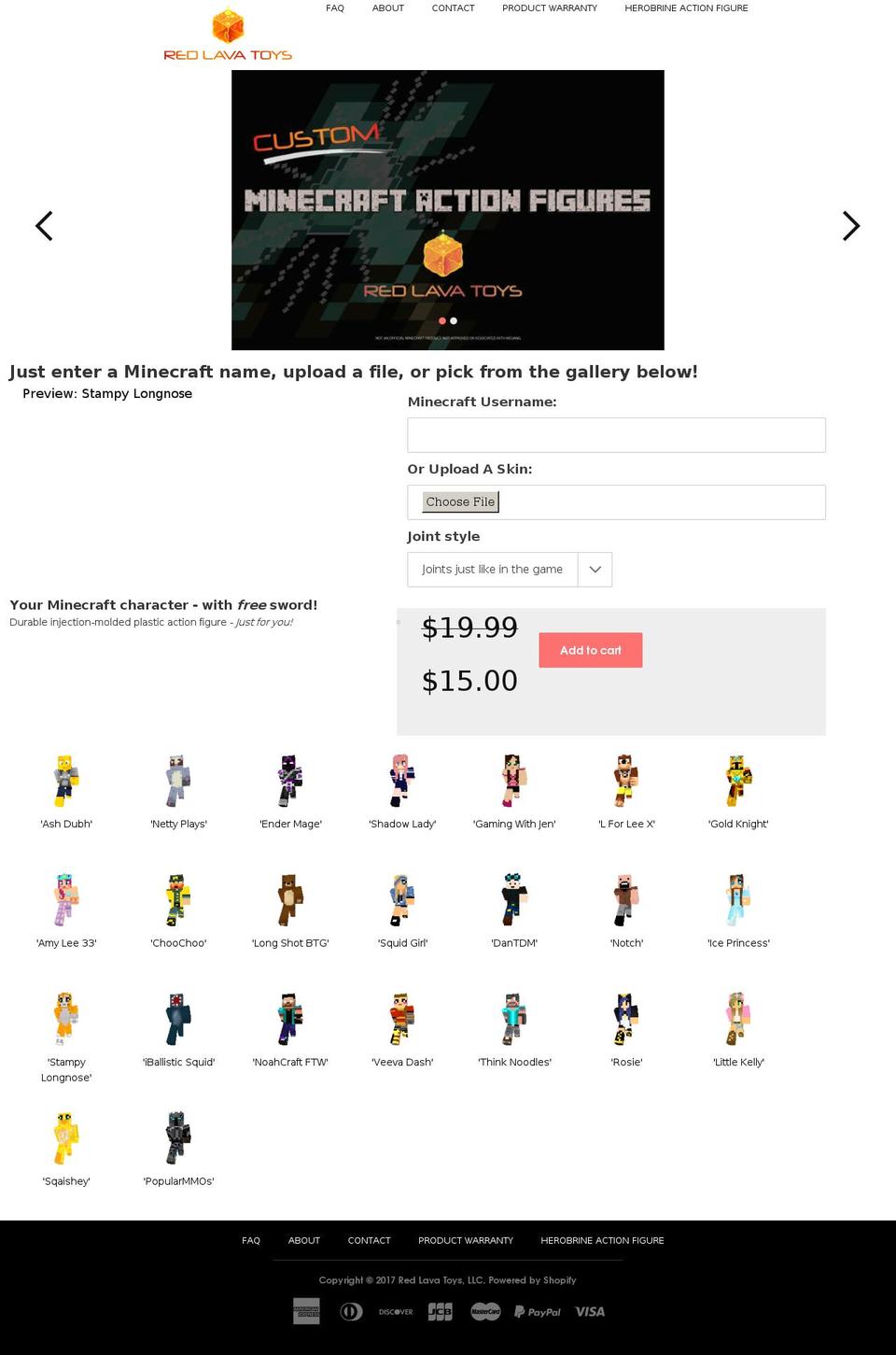 playercraftoys.com shopify website screenshot