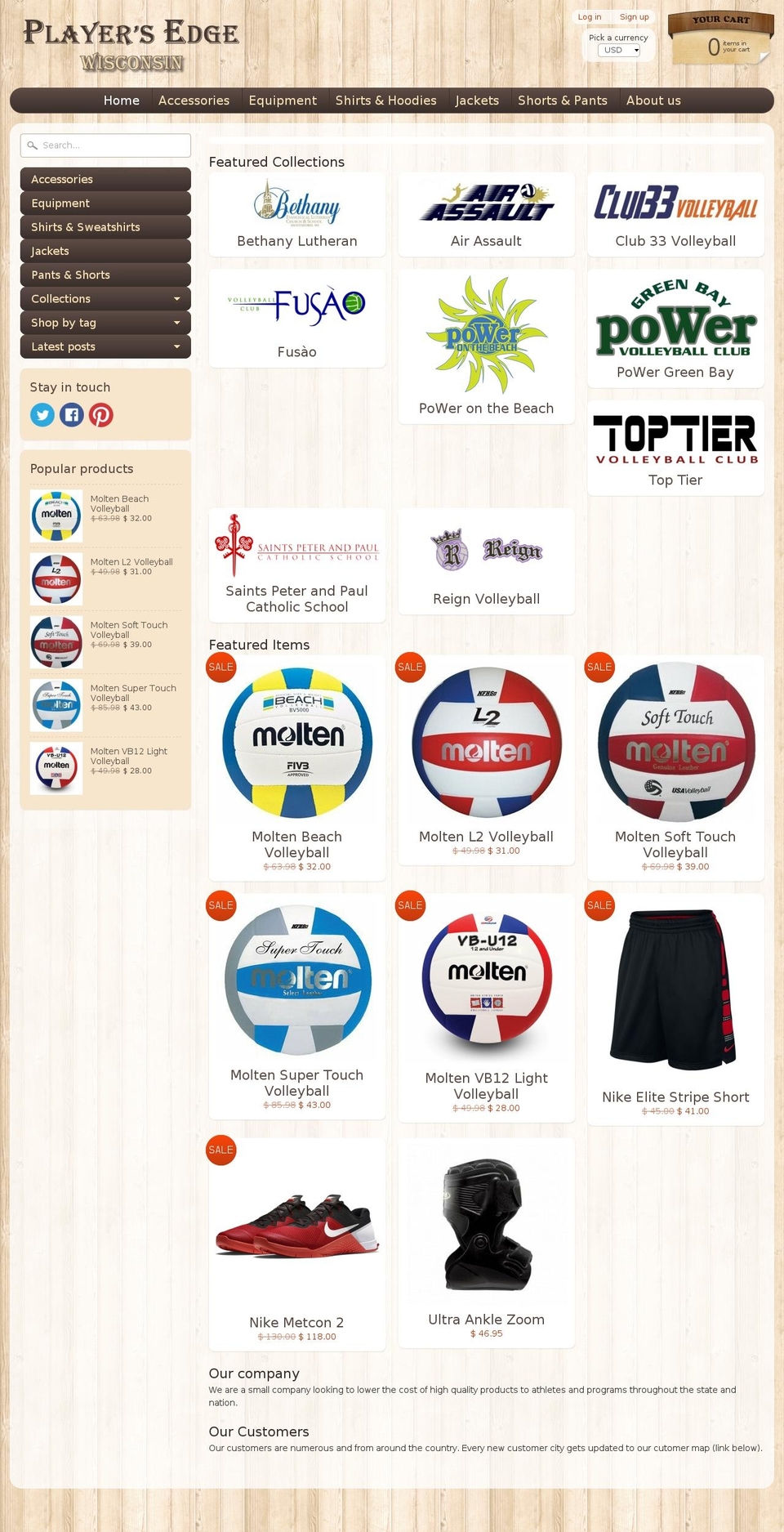 playersedgewi.net shopify website screenshot