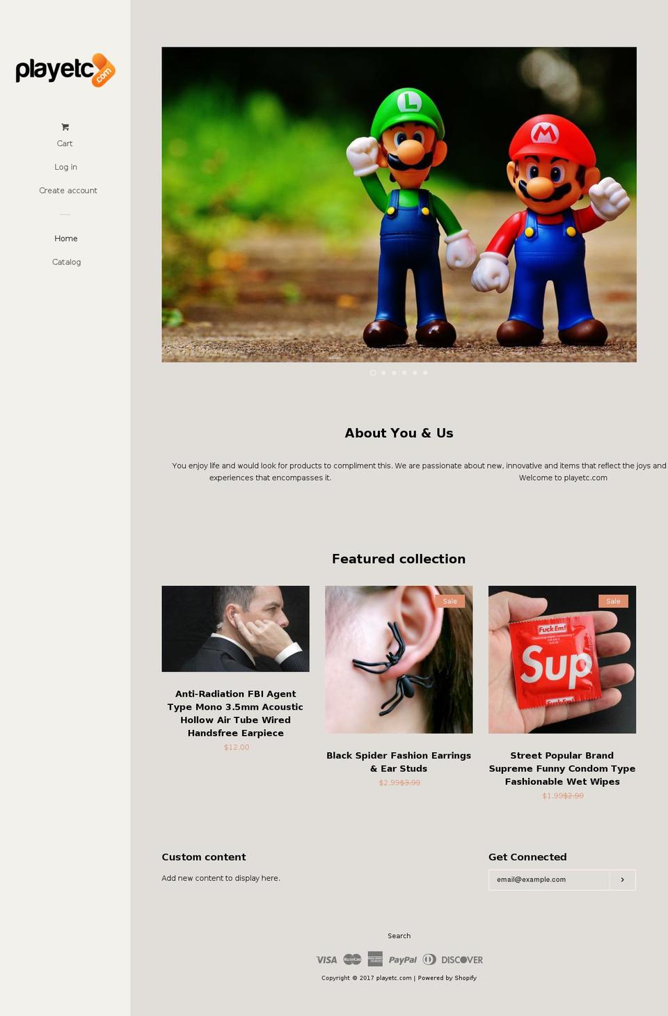 playetc.com shopify website screenshot