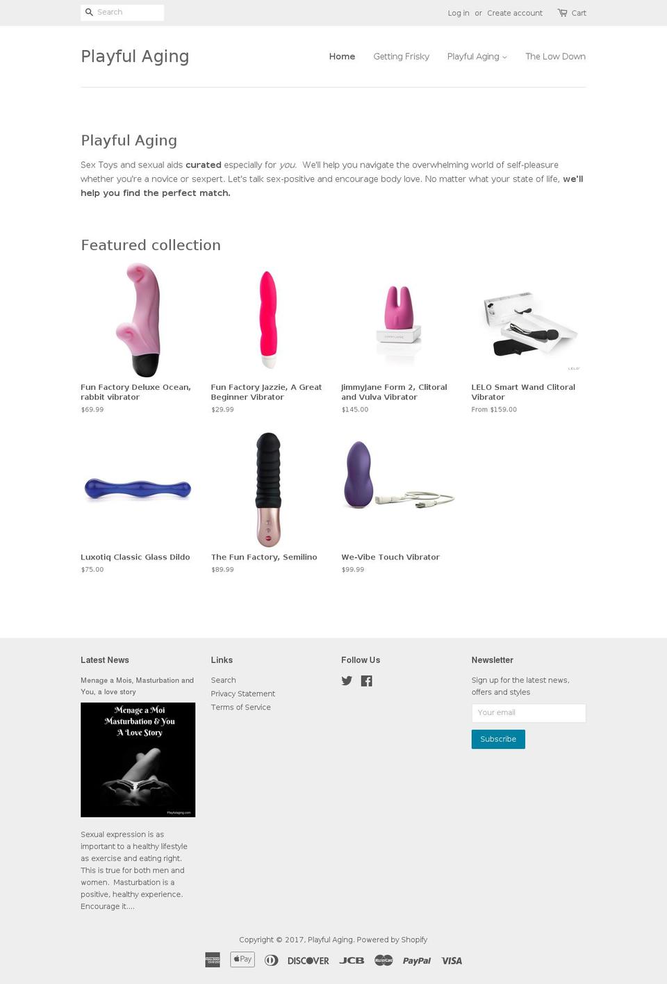 playfulaging.com shopify website screenshot
