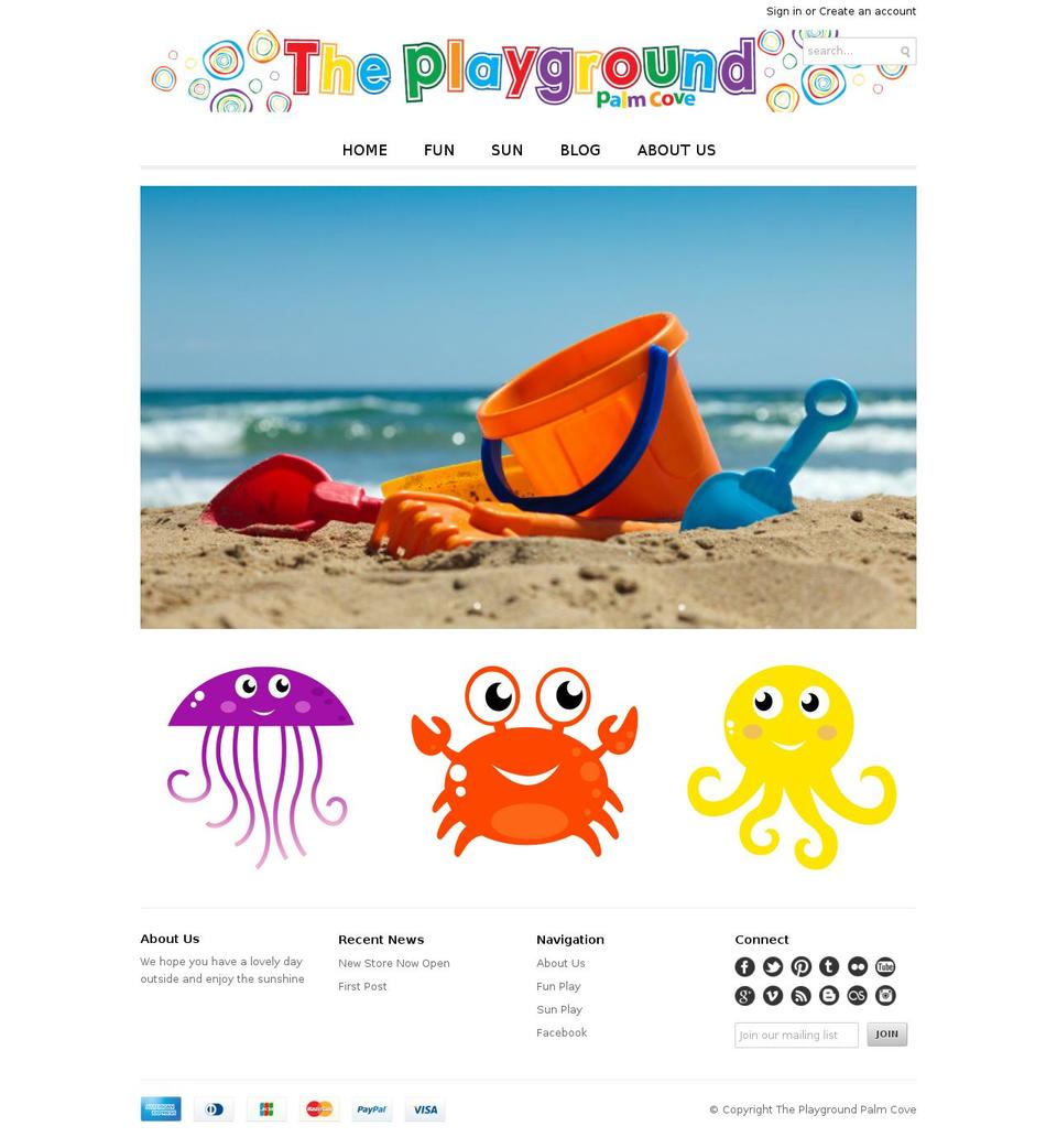 playgroundpalmcove.com shopify website screenshot