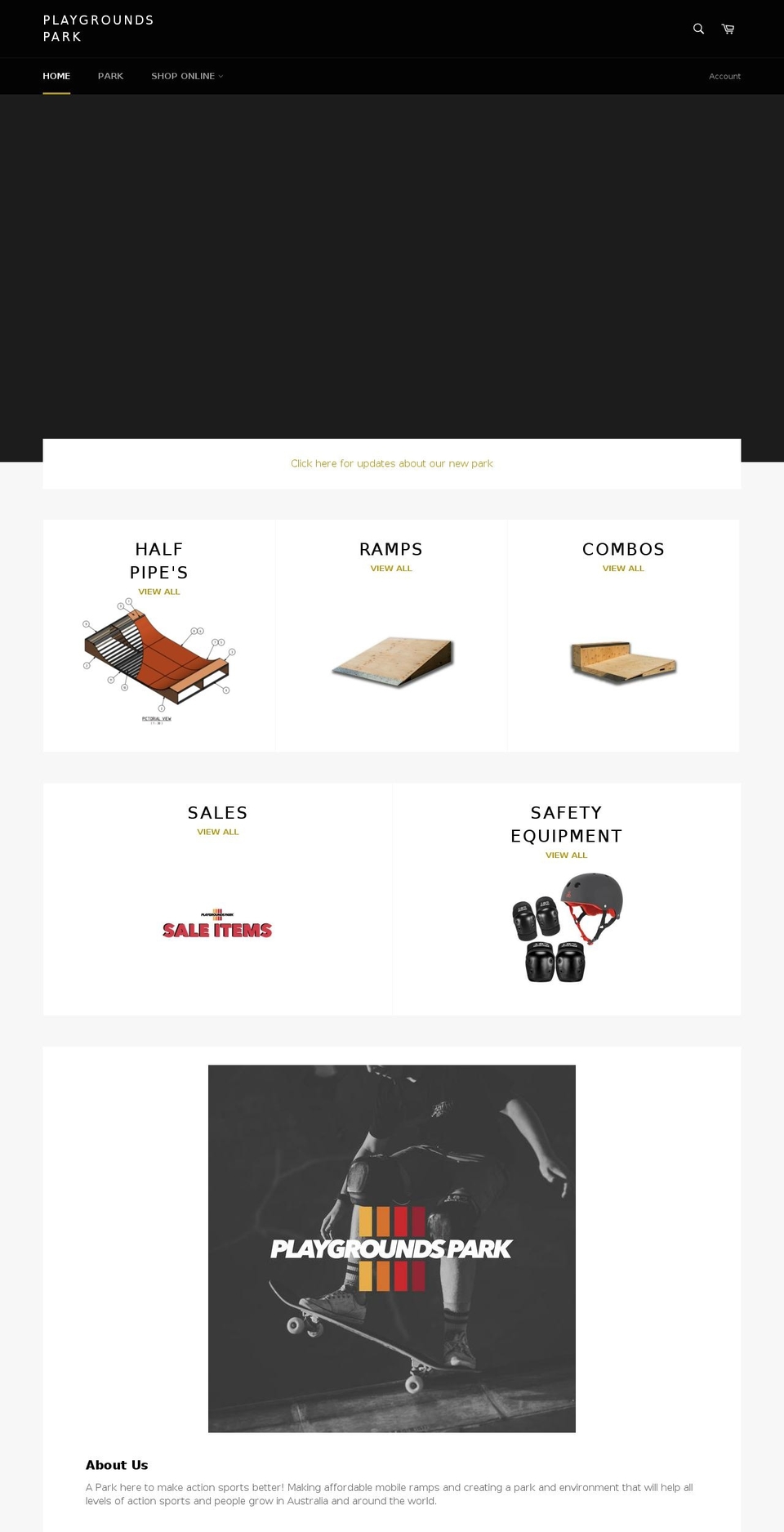 playgroundspark.com.au shopify website screenshot