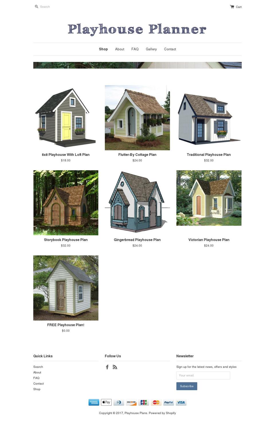 playhouseplanner.com shopify website screenshot