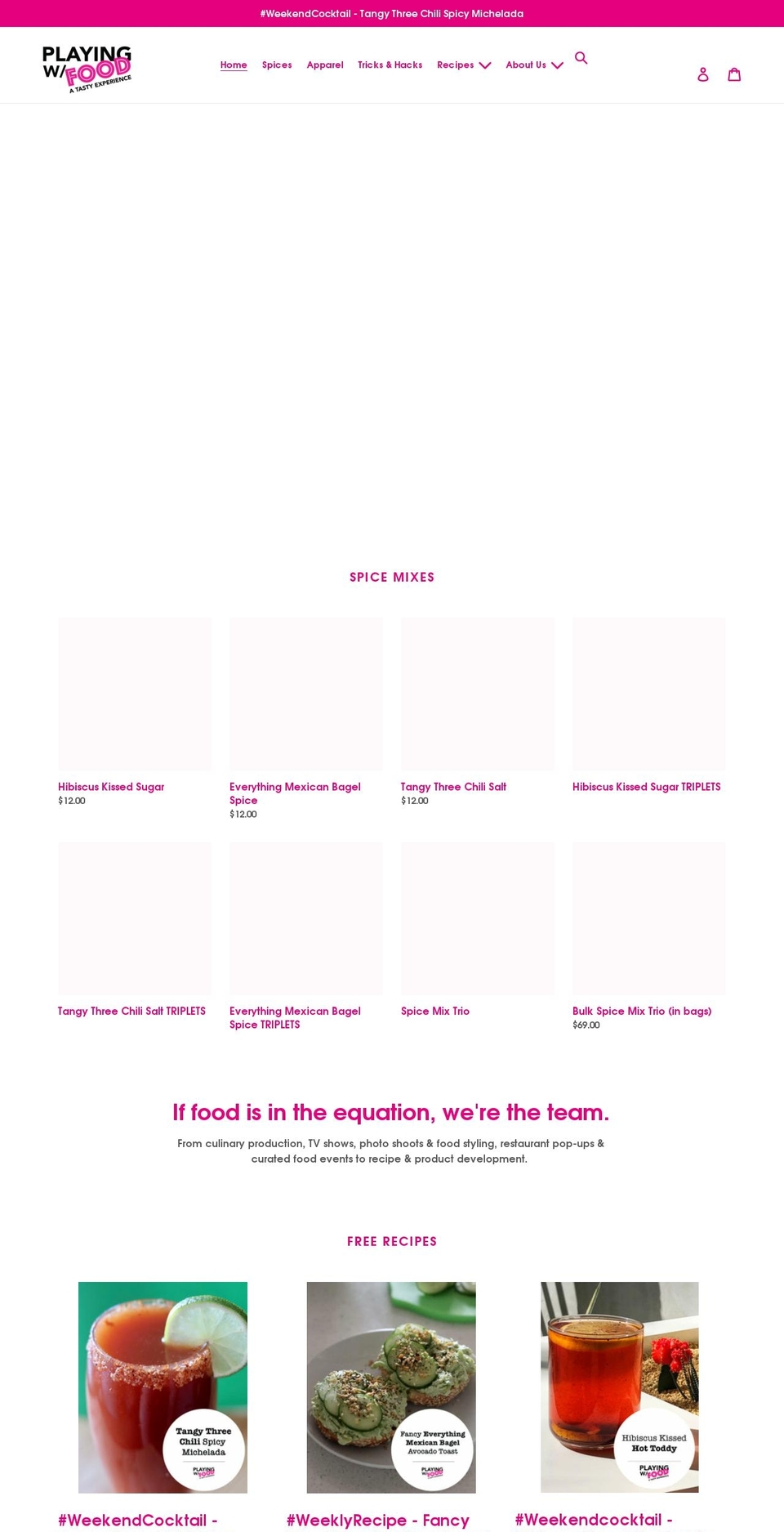 playingwfood.com shopify website screenshot