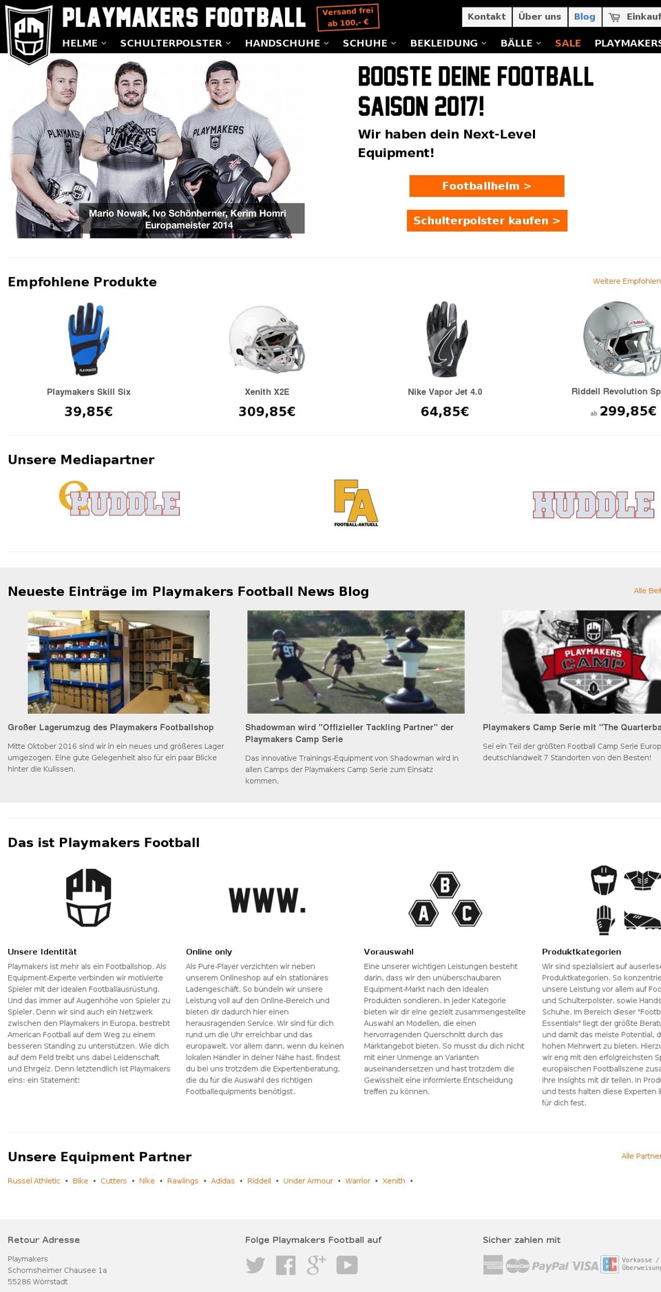 playmakers-football.de shopify website screenshot