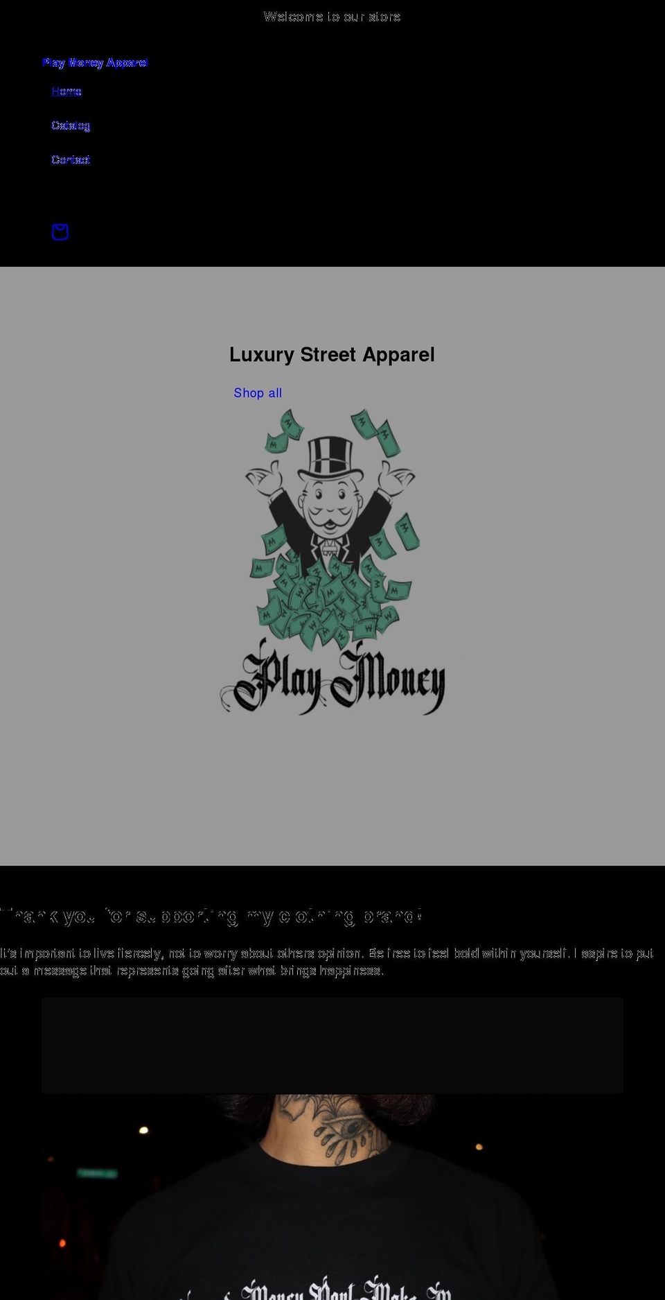 playmoneyapparel.com shopify website screenshot