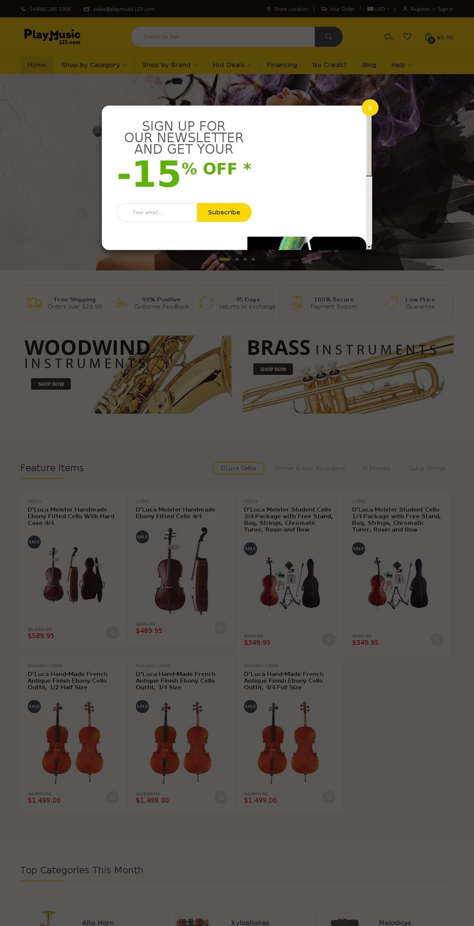 playmusic123.co shopify website screenshot