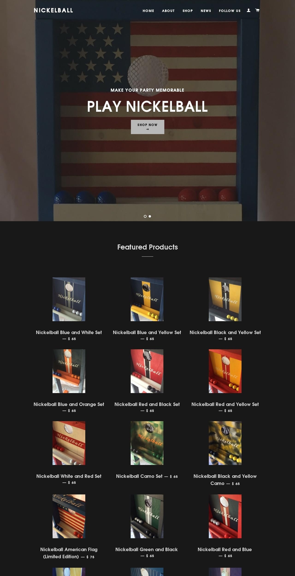 playnickelball.com shopify website screenshot