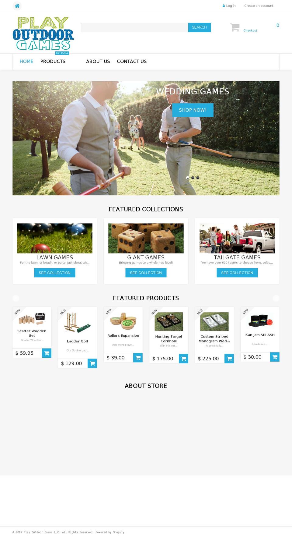 theme133 Shopify theme site example playoutdoorgames.com