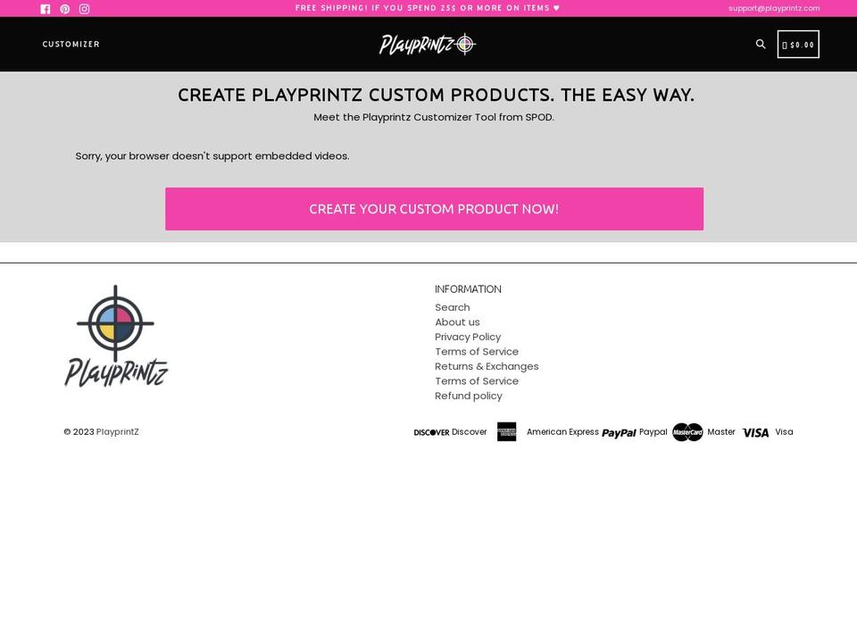 playprintz.com shopify website screenshot