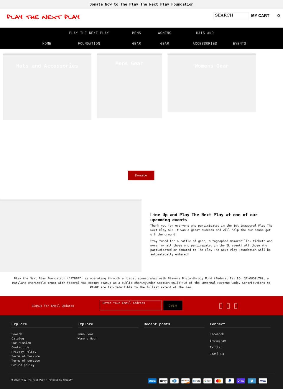 playthenextplay.org shopify website screenshot