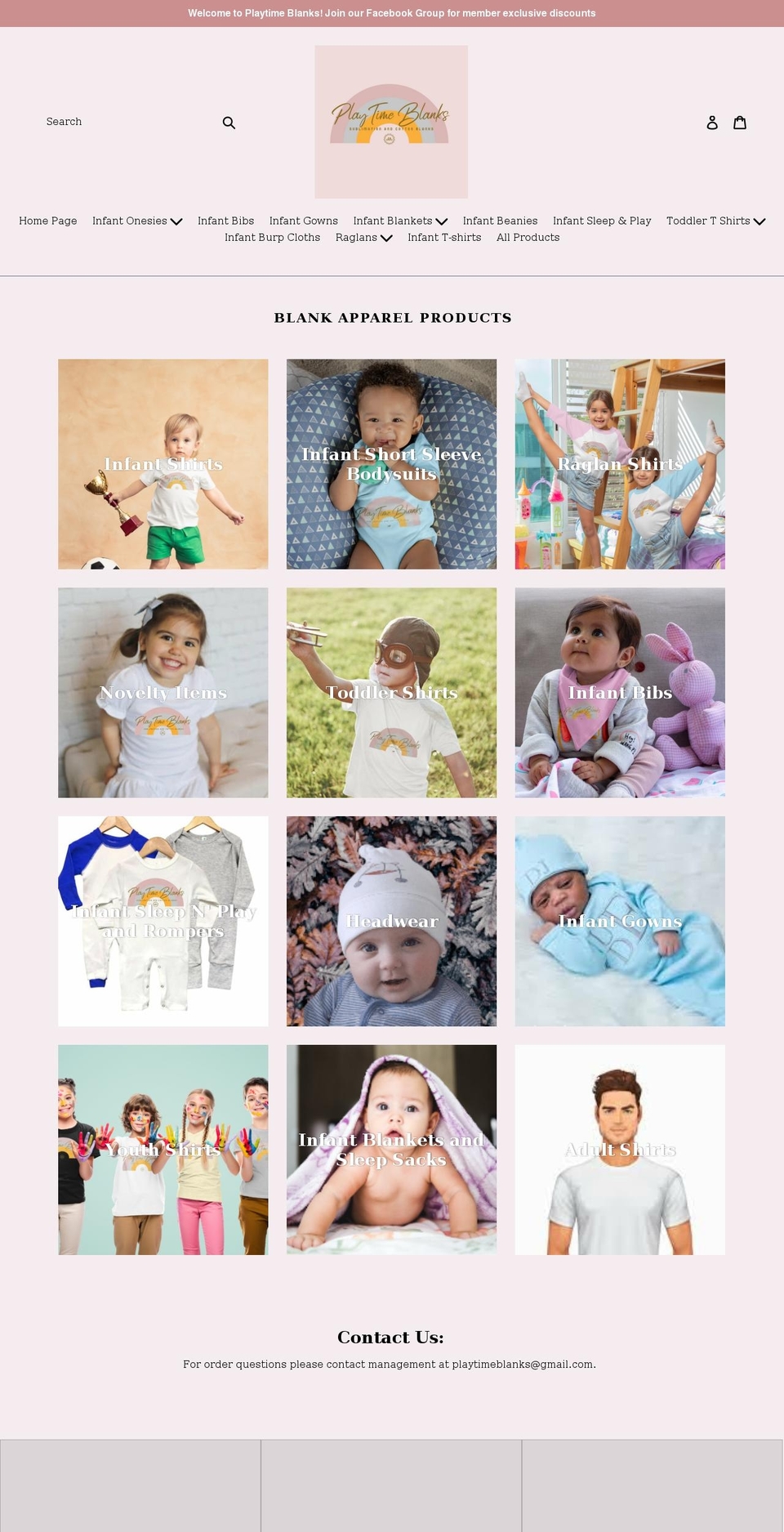 playtimeblanks.com shopify website screenshot