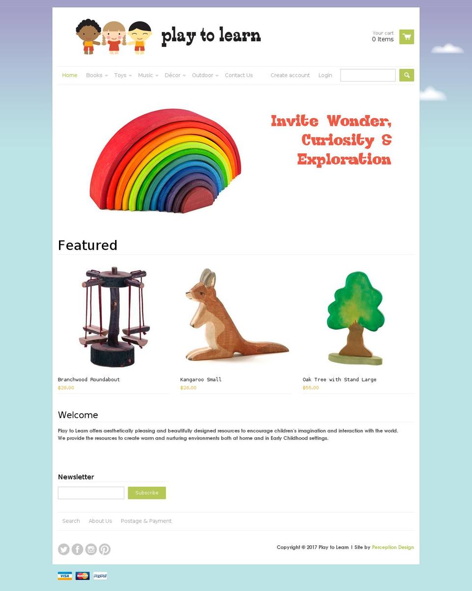 playtolearn.com.au shopify website screenshot