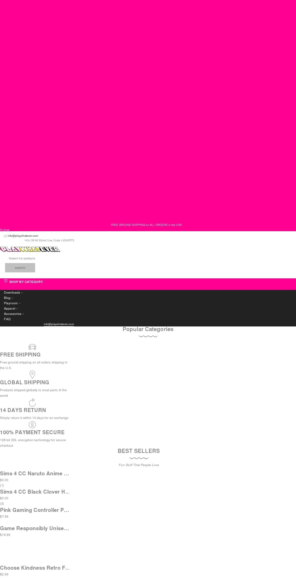 playwhatever.com shopify website screenshot