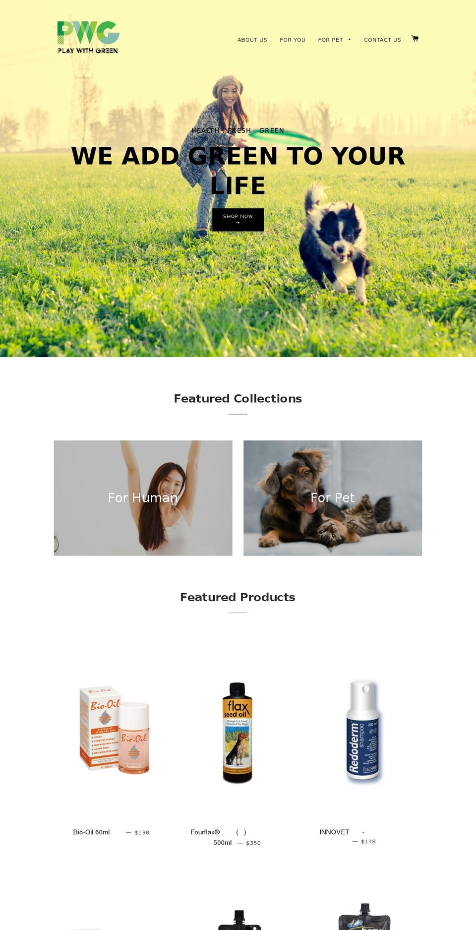 playwithgreen.com — Shopify storefront screenshot