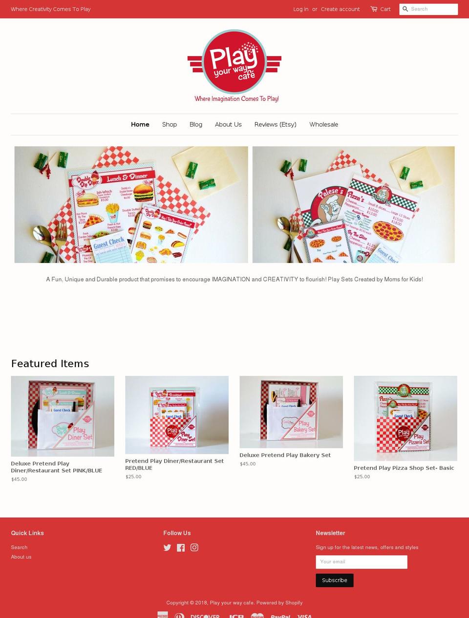 playyourwaycafe.com shopify website screenshot