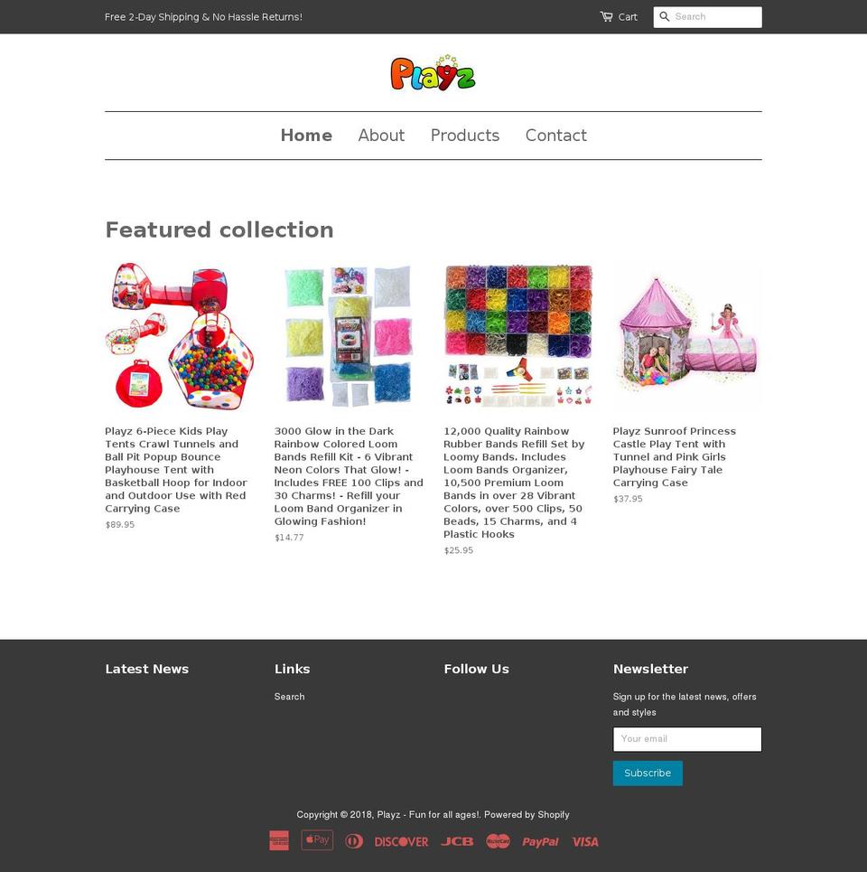 playzusa.com shopify website screenshot